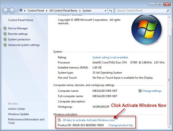 Windows活動化の7のステップ2