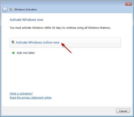 Windows活動化の7のステップ3